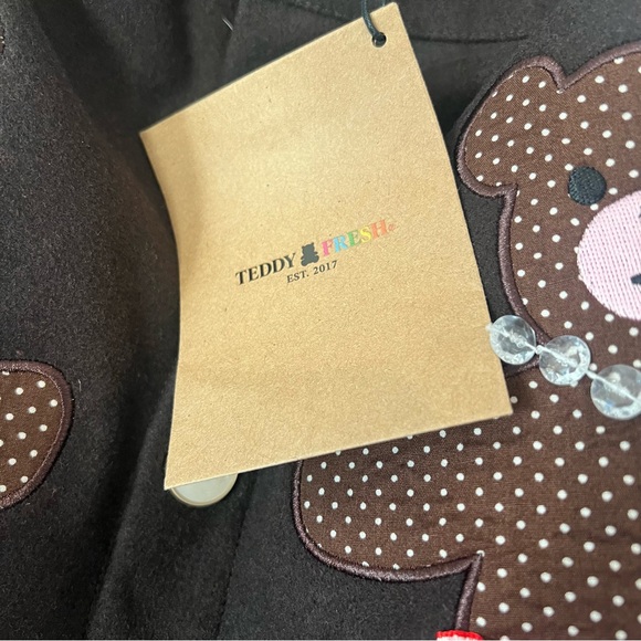 New Teddy Fresh Brown Skirt with Bear Appliqués Women’s Small S Wool Blend - Picture 6 of 8